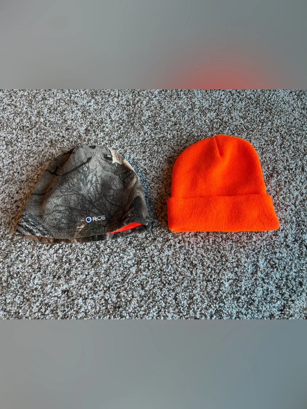 Carhartt Camo Lined & Blaze Orange Knit Beanie Duo Youth.